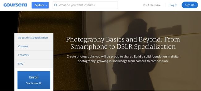 Grundlagen der Fotografie und darüber hinaus von Coursera