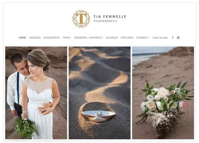 Tia Fennelly website voor huwelijksfotografie