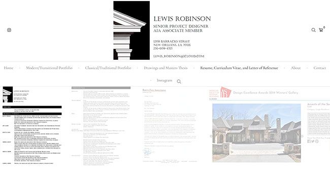 Site Web de CV d'architecte Lewis Robinson