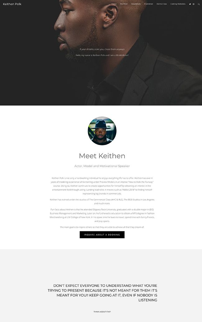 Веб-сайт модельного портфолио Кейтен