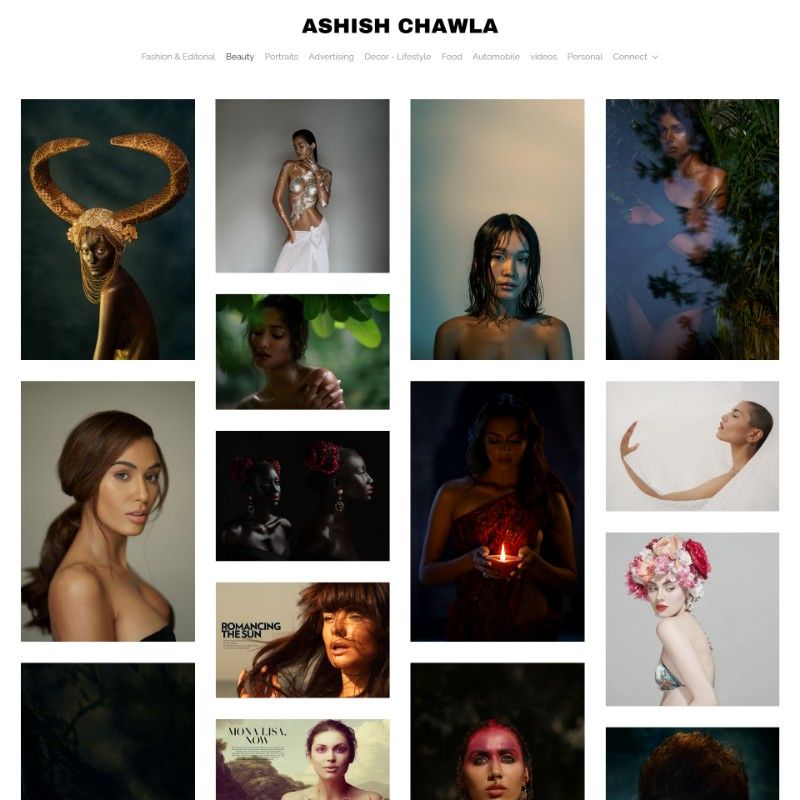 minimalist portrait photography website design