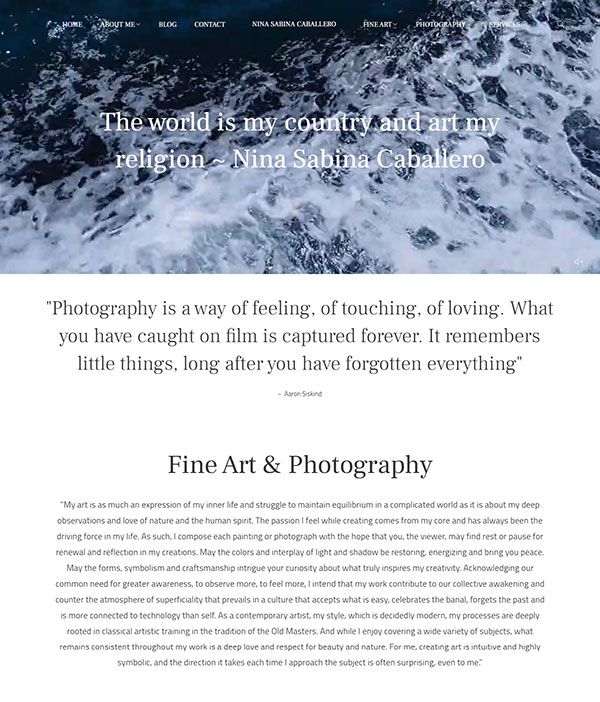 Нина Сабина - Сайт об изобразительном искусстве и фотографии, созданный на Pixpa