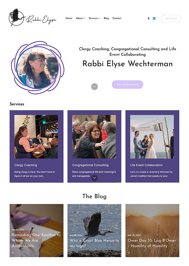 Exemplos de sites de portfólio da Rabina Elyse Wechterman