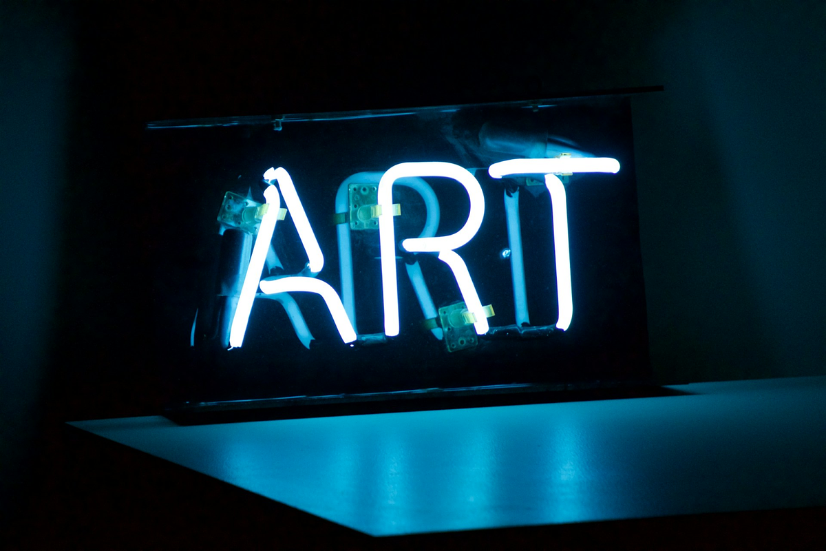 Image of art under neon lights