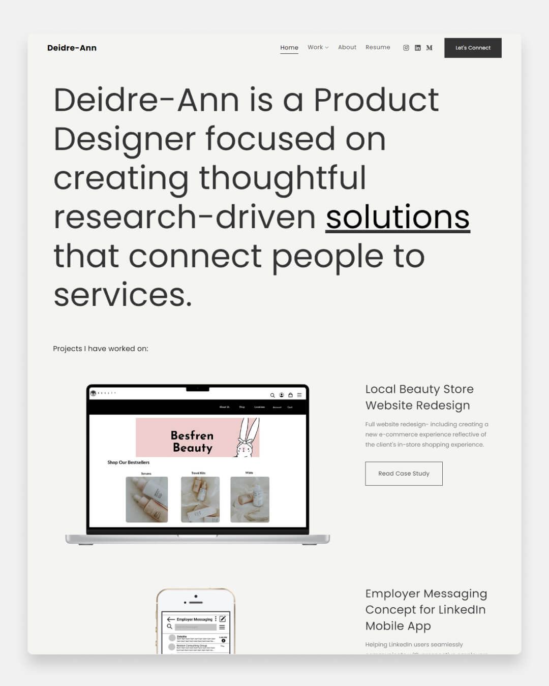 Diedre Ann - portfolio produktów Projektant Strona internetowa